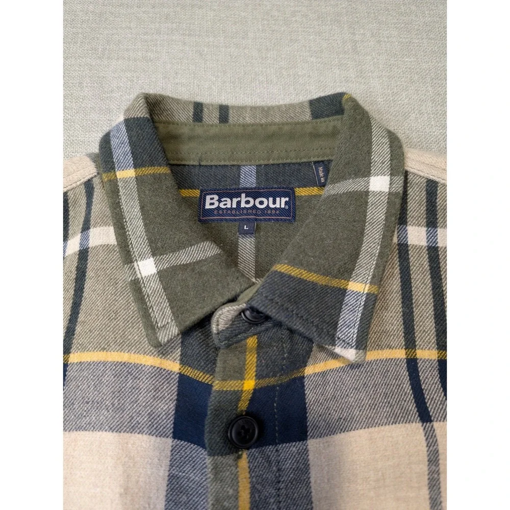Barbour Men's L  Plaid Forest Mist Tartan Cannich Overshirt / Jacket - Picture 2 of 7